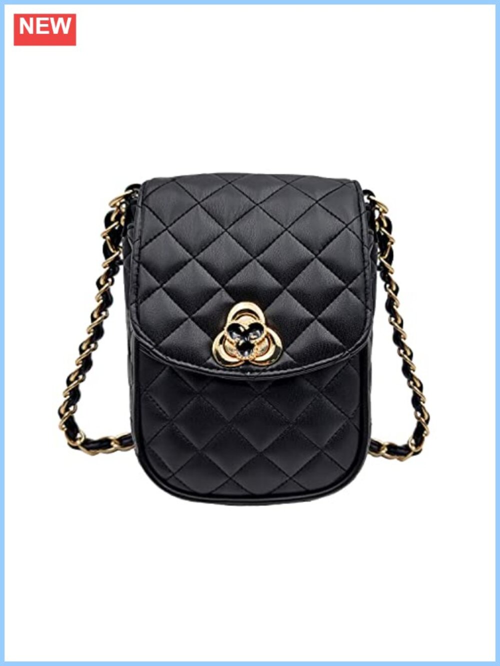 Small Vegan Leather Crossbody Phone Bag Quilted Mini Purse